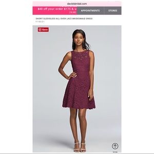 David’s Bridal Bridesmaid Dress sz 10 (sz 6), wine